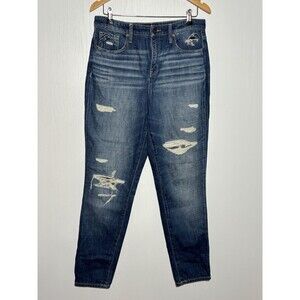 Buckle Black Mom Jeans Womens 28 Blue BKE Thrashed 90s High Rise Distressed